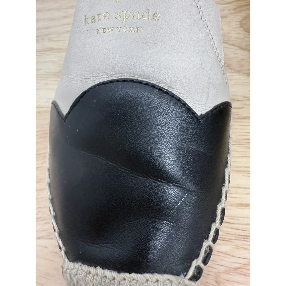 Kate‎ Spade Garden Espadrille Slip-On Flats Loafers Ivory Black Size 7B #43